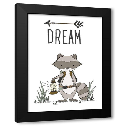 Raccoon Dream Black Modern Wood Framed Art Print with Double Matting by Sweet Melody Designs