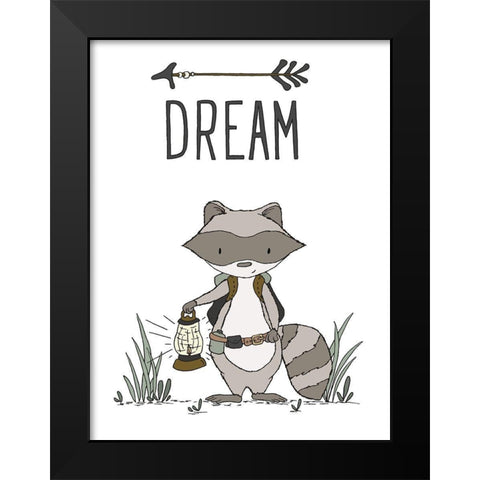 Raccoon Dream Black Modern Wood Framed Art Print by Sweet Melody Designs