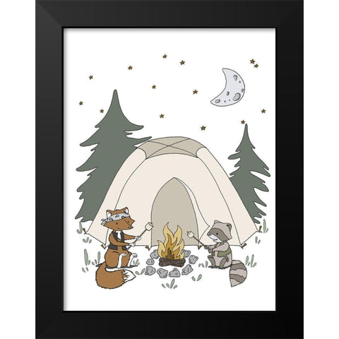 Woodland Camping Buddies Black Modern Wood Framed Art Print by Sweet Melody Designs