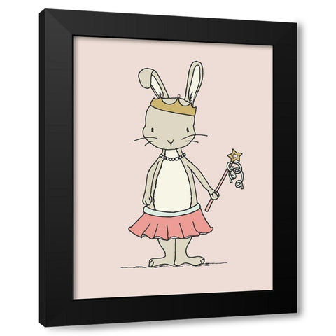 Bunny Princess Black Modern Wood Framed Art Print by Sweet Melody Designs