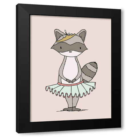 Raccoon Princess Black Modern Wood Framed Art Print with Double Matting by Sweet Melody Designs