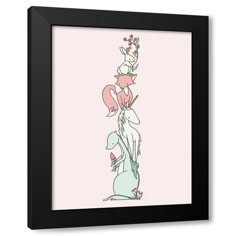 Enchanted Creatures Stack Black Modern Wood Framed Art Print by Sweet Melody Designs