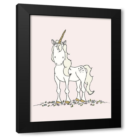 Unicorn Black Modern Wood Framed Art Print by Sweet Melody Designs
