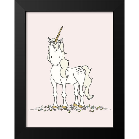 Unicorn Black Modern Wood Framed Art Print by Sweet Melody Designs
