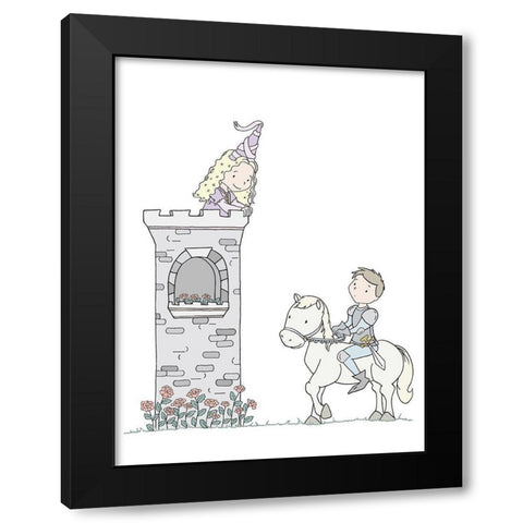 Princess Royal Rescue Black Modern Wood Framed Art Print with Double Matting by Sweet Melody Designs