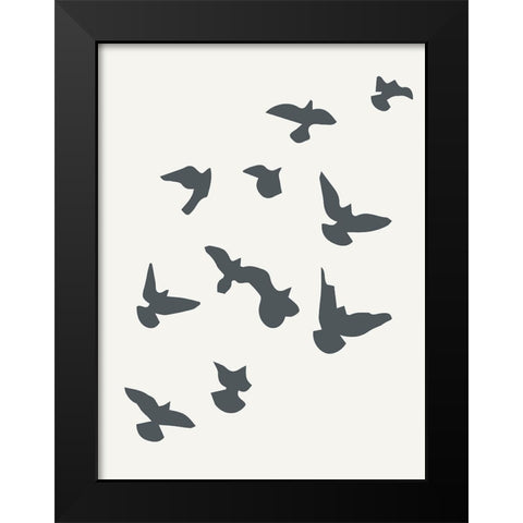 Simply Influenced Birds Abstract 2 Black Modern Wood Framed Art Print by Sweet Melody Designs