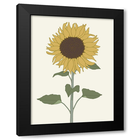 Sunflower 1 Black Modern Wood Framed Art Print with Double Matting by Sweet Melody Designs