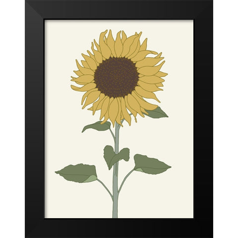 Sunflower 1 Black Modern Wood Framed Art Print by Sweet Melody Designs