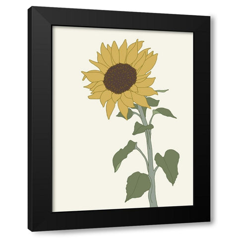 Sunflower 2 Black Modern Wood Framed Art Print with Double Matting by Sweet Melody Designs