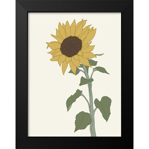 Sunflower 2 Black Modern Wood Framed Art Print by Sweet Melody Designs
