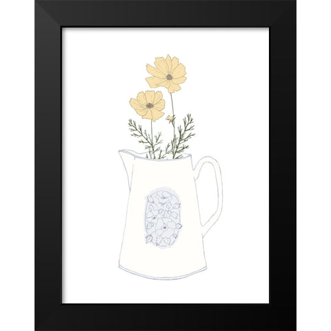 Flower Pitcher Black Modern Wood Framed Art Print by Sweet Melody Designs