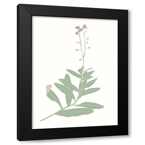 Wildflower Forget Me Nots Black Modern Wood Framed Art Print by Sweet Melody Designs