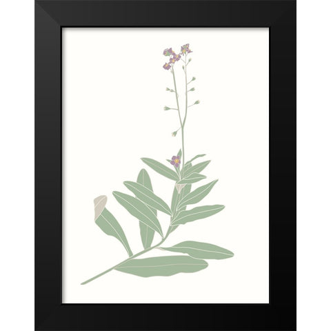 Wildflower Forget Me Nots Black Modern Wood Framed Art Print by Sweet Melody Designs