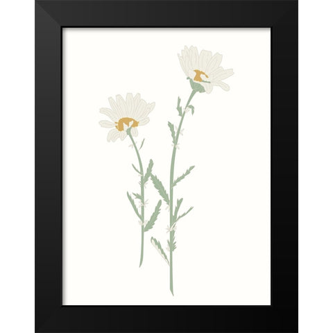 Wildflower Oxeye Daisy Black Modern Wood Framed Art Print by Sweet Melody Designs