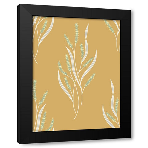 Wild Grass Block Pattern Black Modern Wood Framed Art Print by Sweet Melody Designs