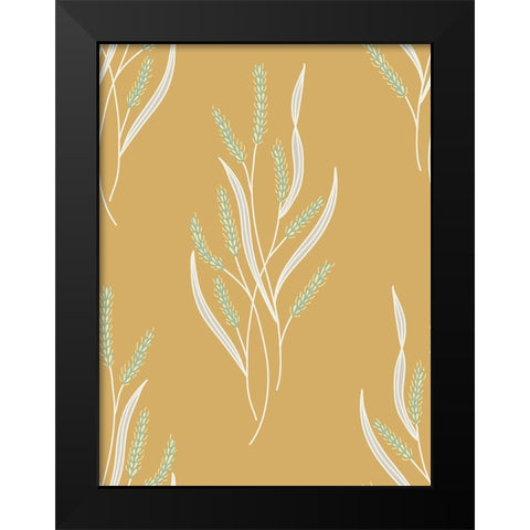 Wild Grass Block Pattern Black Modern Wood Framed Art Print by Sweet Melody Designs