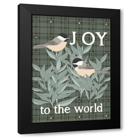 Chickadee Joy Black Modern Wood Framed Art Print by Sweet Melody Designs
