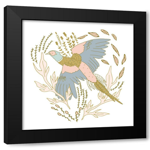 Pheasant Flushed Black Modern Wood Framed Art Print by Sweet Melody Designs