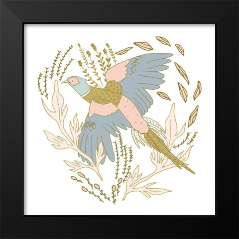 Pheasant Flushed Black Modern Wood Framed Art Print by Sweet Melody Designs