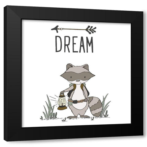 Raccoon Dream Black Modern Wood Framed Art Print with Double Matting by Sweet Melody Designs
