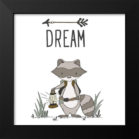 Raccoon Dream Black Modern Wood Framed Art Print by Sweet Melody Designs