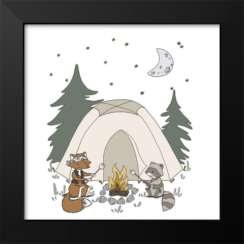 Woodland Camping Buddies Black Modern Wood Framed Art Print by Sweet Melody Designs