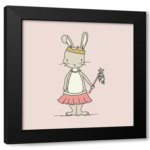 Bunny Princess Black Modern Wood Framed Art Print by Sweet Melody Designs