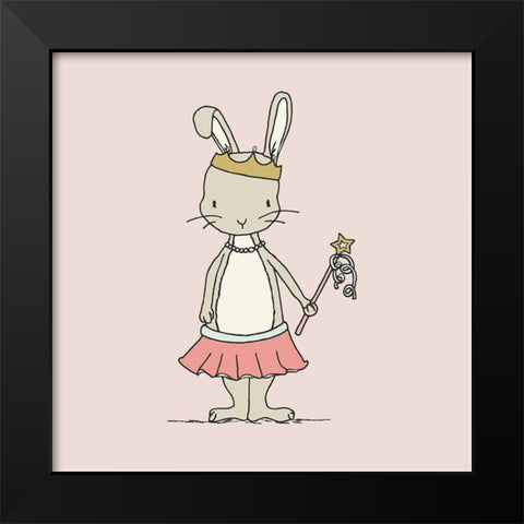 Bunny Princess Black Modern Wood Framed Art Print by Sweet Melody Designs