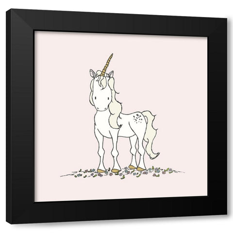 Unicorn Black Modern Wood Framed Art Print with Double Matting by Sweet Melody Designs