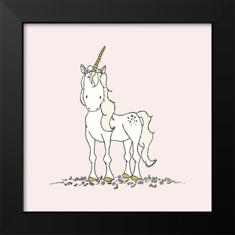 Unicorn Black Modern Wood Framed Art Print by Sweet Melody Designs