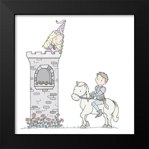Princess Royal Rescue Black Modern Wood Framed Art Print by Sweet Melody Designs