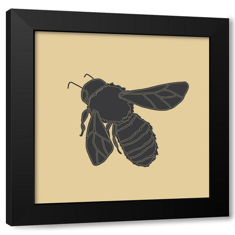 Bees Black And Gold 1 Black Modern Wood Framed Art Print by Sweet Melody Designs