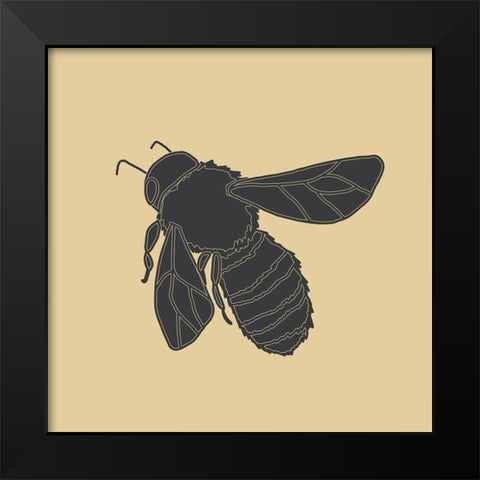 Bees Black And Gold 1 Black Modern Wood Framed Art Print by Sweet Melody Designs