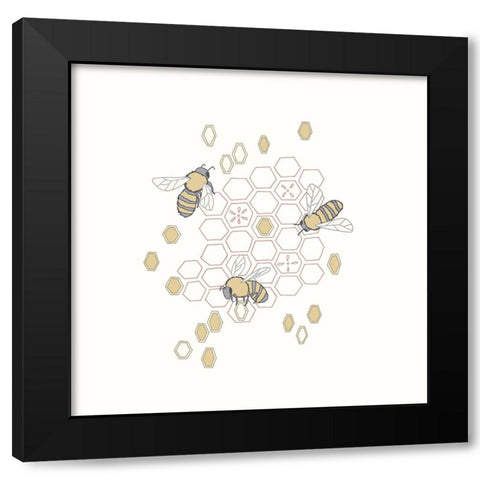 Honeycomb Black Modern Wood Framed Art Print with Double Matting by Sweet Melody Designs