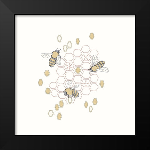 Honeycomb Black Modern Wood Framed Art Print by Sweet Melody Designs