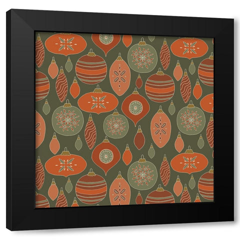 Baubles Pattern Red Green Gold Black Modern Wood Framed Art Print by Sweet Melody Designs