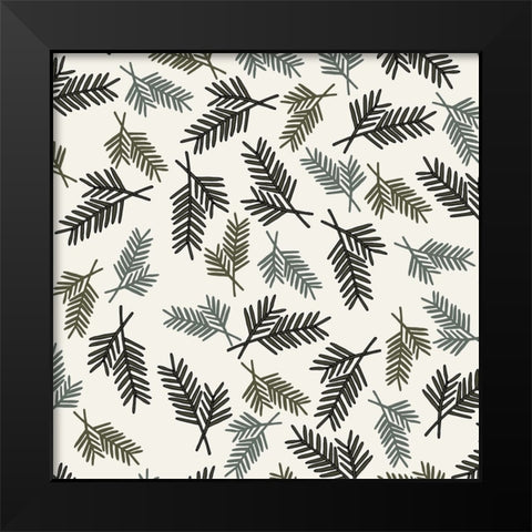 Evergreen Pattern Cream Black Modern Wood Framed Art Print by Sweet Melody Designs