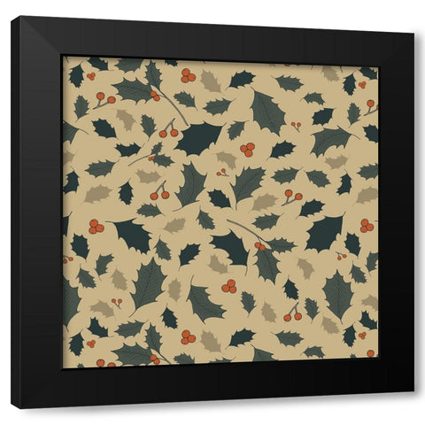 Happy Holly 1 Black Modern Wood Framed Art Print by Sweet Melody Designs