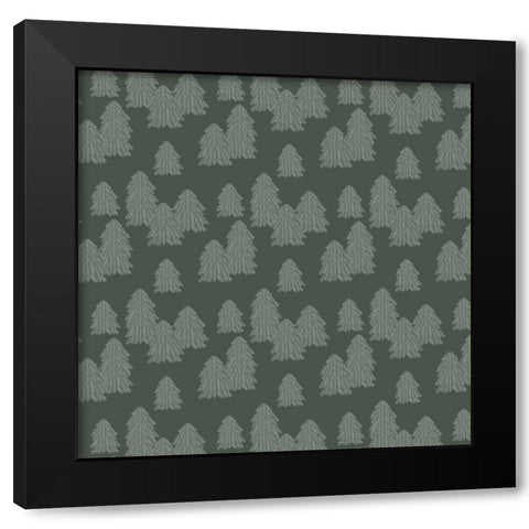Frosty Forest Pattern 2 Black Modern Wood Framed Art Print by Sweet Melody Designs
