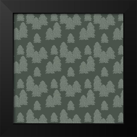 Frosty Forest Pattern 2 Black Modern Wood Framed Art Print by Sweet Melody Designs