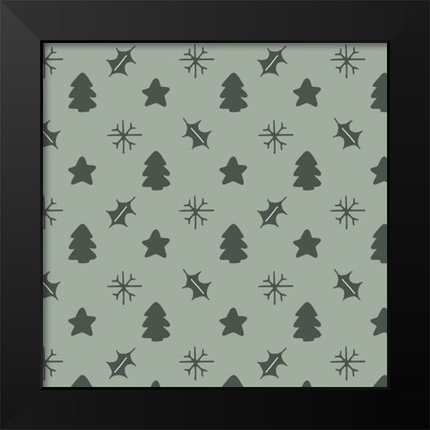 Holly Jolly Pattern 1 Black Modern Wood Framed Art Print by Sweet Melody Designs
