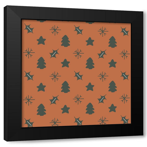 Holly Jolly Pattern 2 Black Modern Wood Framed Art Print with Double Matting by Sweet Melody Designs