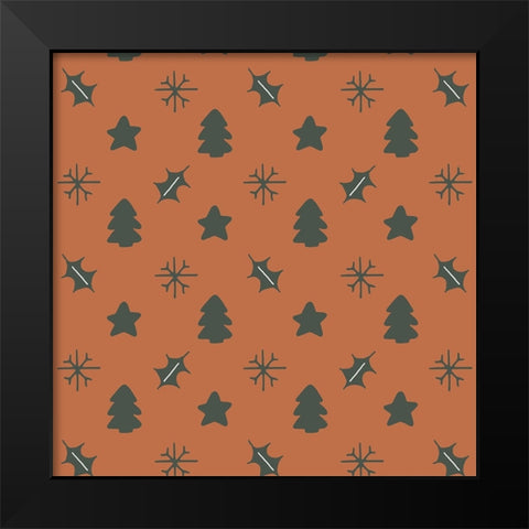 Holly Jolly Pattern 2 Black Modern Wood Framed Art Print by Sweet Melody Designs