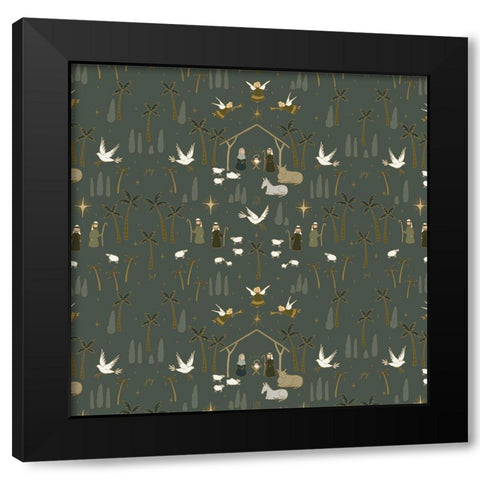 Joyful Pattern 1 V2 Black Modern Wood Framed Art Print by Sweet Melody Designs