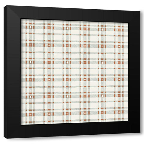Merry Plaid Pattern 1 V2 Black Modern Wood Framed Art Print with Double Matting by Sweet Melody Designs