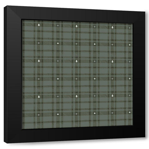 Merry Plaid Pattern 1 Black Modern Wood Framed Art Print by Sweet Melody Designs