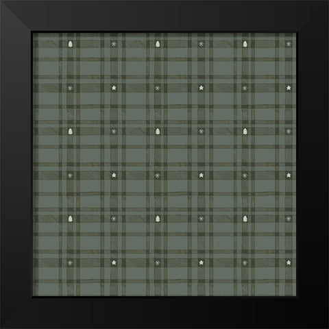 Merry Plaid Pattern 1 Black Modern Wood Framed Art Print by Sweet Melody Designs