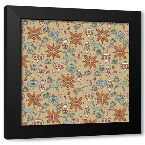 Nordic Noel Pattern 1 Black Modern Wood Framed Art Print with Double Matting by Sweet Melody Designs