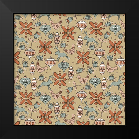 Nordic Noel Pattern 1 Black Modern Wood Framed Art Print by Sweet Melody Designs