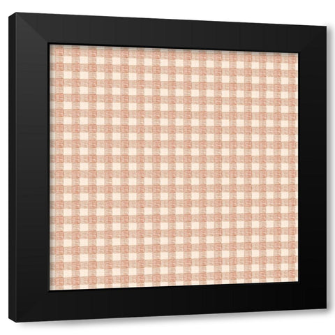 Picnic Checkered Pattern Black Modern Wood Framed Art Print by Sweet Melody Designs